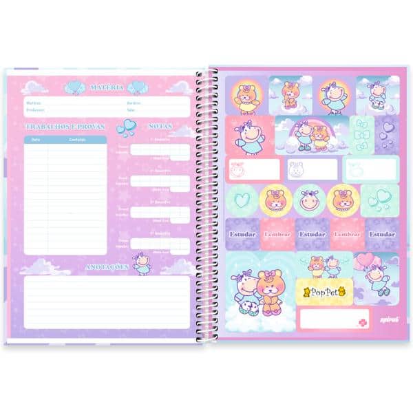 Caderno univ.capa dura 1x1 80fls Pop Pet 2638076 Spiral Pop PT 1 UN