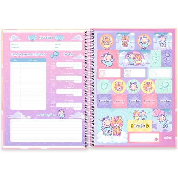 Caderno univ.capa dura 1x1 80fls Pop Pet 2638083 Spiral Pop PT 1 UN