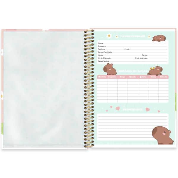 Caderno universitário capa dura, 1x1, 80 folhas, Capivara, 2638113, Spiral Ten - PT 1 UN