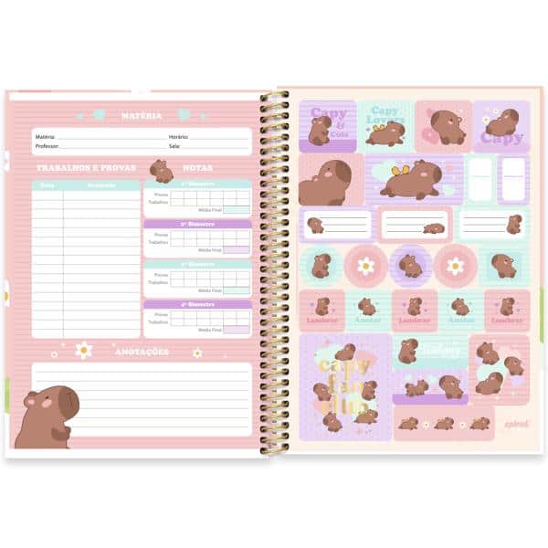Caderno universitário capa dura, 1x1, 80 folhas, Capivara, 2638113, Spiral Ten - PT 1 UN