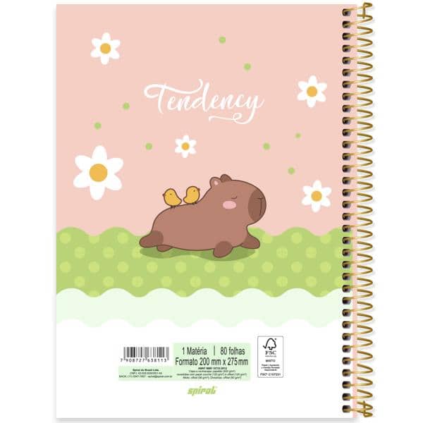Caderno universitário capa dura, 1x1, 80 folhas, Capivara, 2638113, Spiral Ten - PT 1 UN