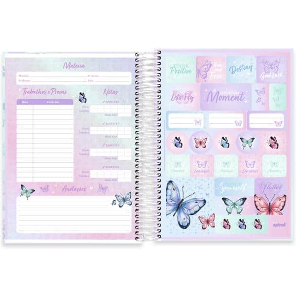 Caderno Universitário Capa Dura 10 x 1, 160 Folhas, Flutter, 2638199, Spiral Flu - PT 1 UN