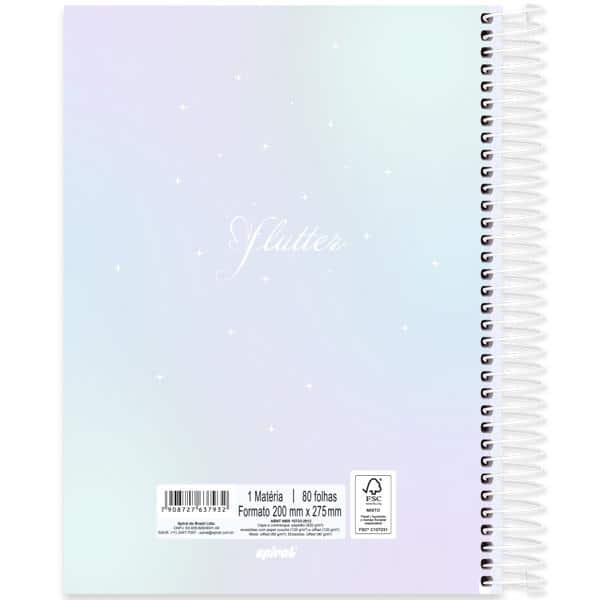 Caderno Universitário Capa Dura 10 x 1, 160 Folhas, Flutter, 2638199, Spiral Flu - PT 1 UN