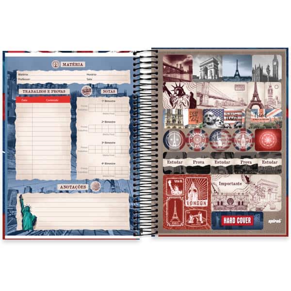 Caderno Universitário Capa Dura, 10 x 1, 160 Folhas, Hard Cover Londres, 2638212, Spiral Har - PT 1 UN