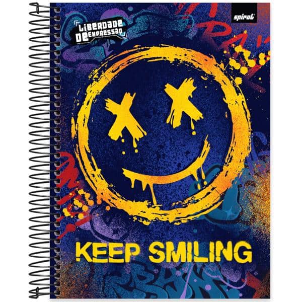 Caderno Universitário Capa Dura, 10 x 1, 160 Folhas, Liberdade de Expressão, Keep Smiling, 2638243, Spiral Lib - PT 1 UN