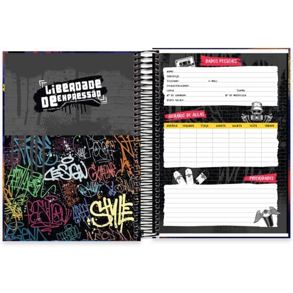 Caderno Universitário Capa Dura, 10 x 1, 160 Folhas, Liberdade de Expressão, Keep Smiling, 2638243, Spiral Lib - PT 1 UN