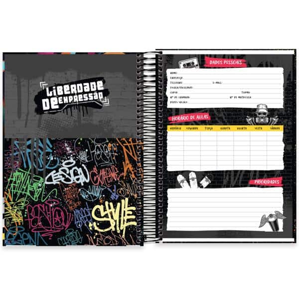 Caderno Universitário Capa Dura, 10 x 1, 160 Folhas, Liberdade de Expressão, 2638250, Spiral Lib - PT 1 UN