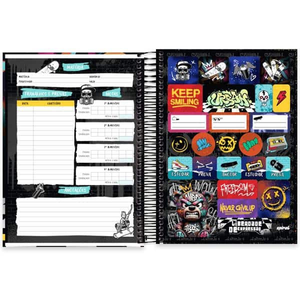 Caderno Universitário Capa Dura, 10 x 1, 160 Folhas, Liberdade de Expressão, 2638250, Spiral Lib - PT 1 UN