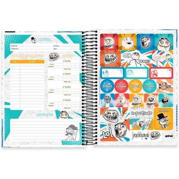 Caderno Universitário Capa Dura, 10 x 1, 160 Folhas, Meme Maniacs, 2638281, Spiral Mm - PT 1 UN