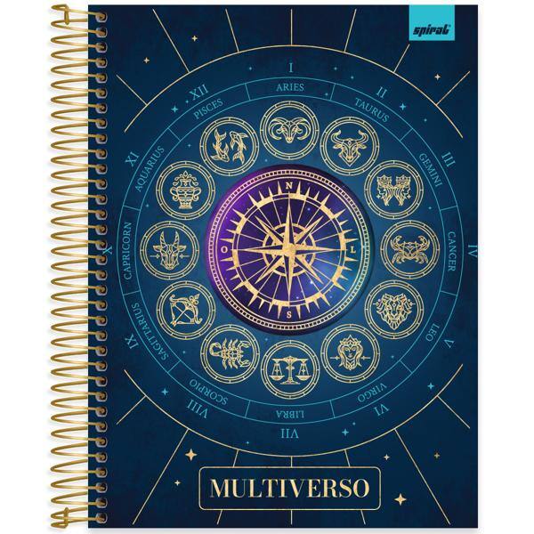 Caderno Universitário Capa Dura, 10 x 1, 160 Folhas, Multiverso, 2638298, Spiral Mult - PT 1 UN