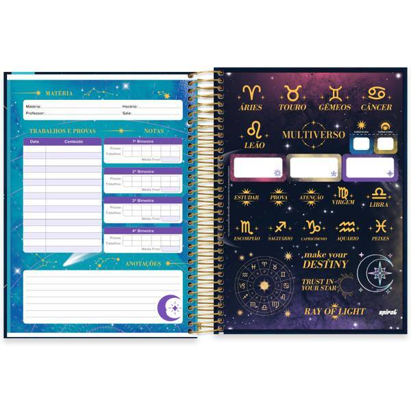 Caderno Universitário Capa Dura, 10 x 1, 160 Folhas, Multiverso, 2638298, Spiral Mult - PT 1 UN