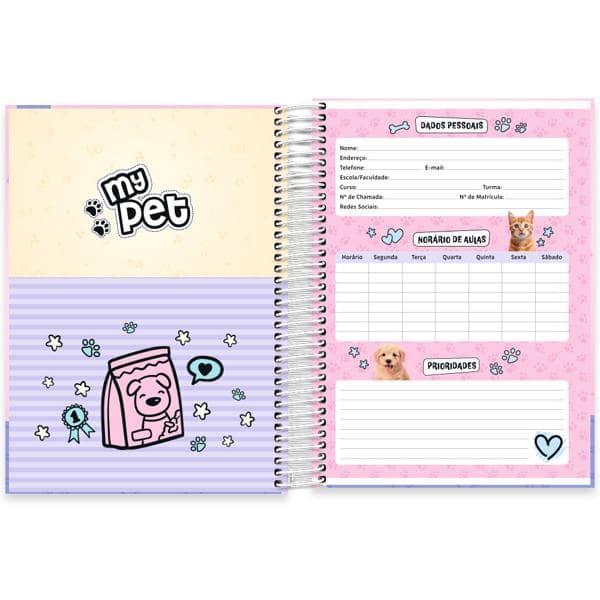 Caderno univ.capa dura 10x1 160fls My Pet 2638311 Spiral Pet PT 1 UN