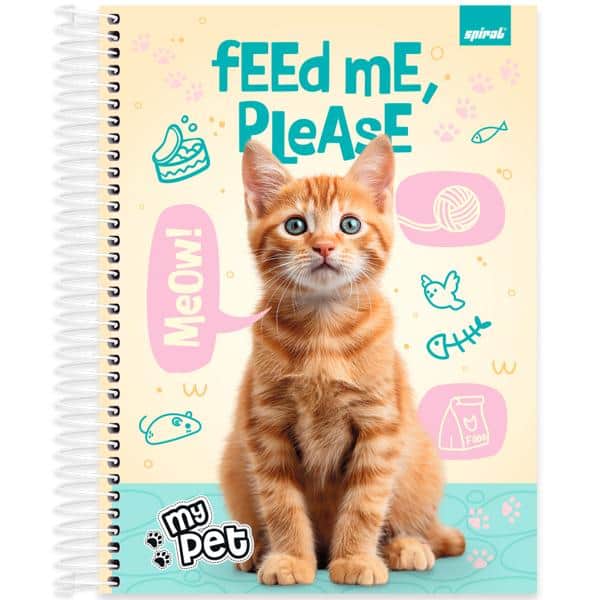 Caderno univ.capa dura 10x1 160fls My Pet 2638328 Spiral Pet PT 1 UN