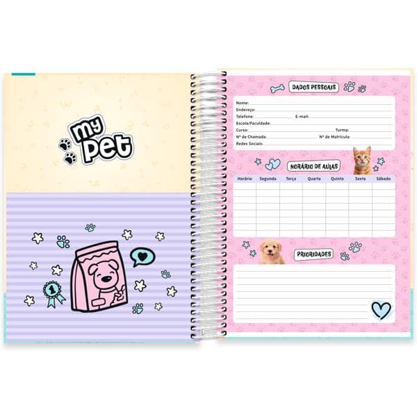 Caderno univ.capa dura 10x1 160fls My Pet 2638328 Spiral Pet PT 1 UN