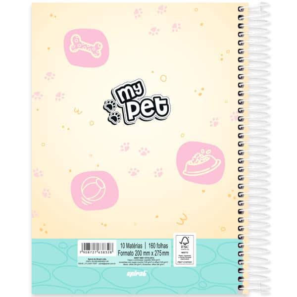 Caderno univ.capa dura 10x1 160fls My Pet 2638328 Spiral Pet PT 1 UN