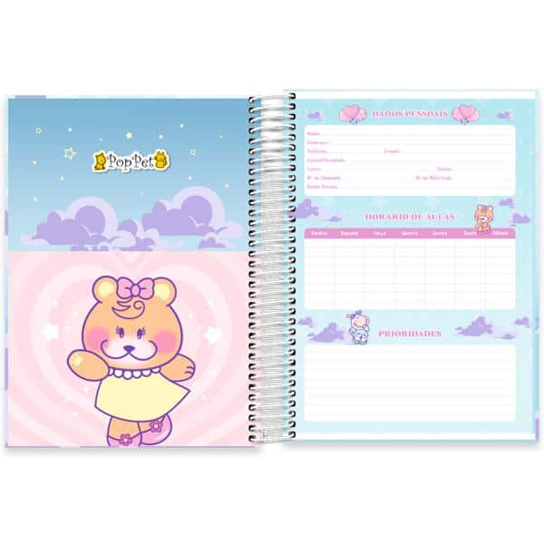 Caderno Universitário Capa Dura, 10 x 1, 160 Folhas, Pop Pet, 2638335, Spiral Pop - PT 1 UN