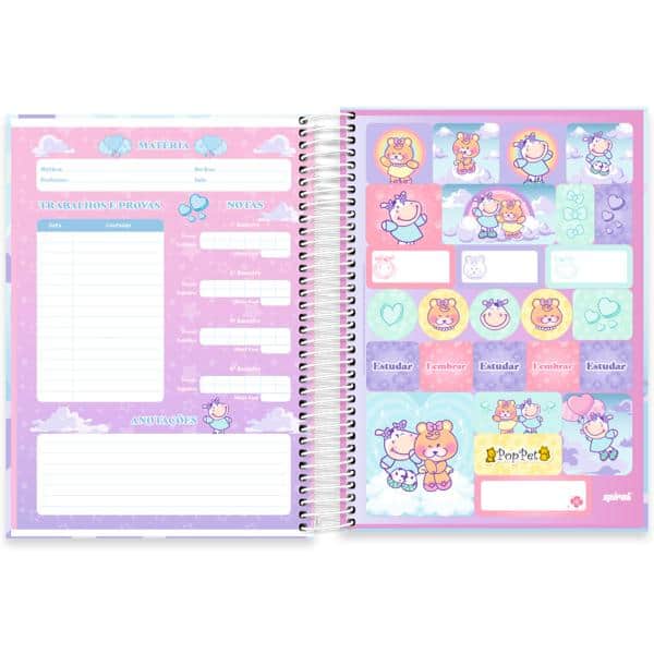 Caderno Universitário Capa Dura, 10 x 1, 160 Folhas, Pop Pet, 2638335, Spiral Pop - PT 1 UN