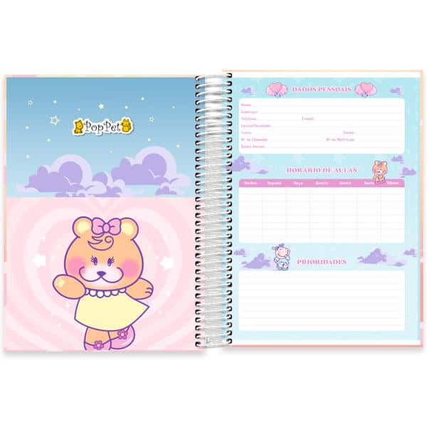 Caderno Universitário Capa Dura, 10 x 1, 160 Folhas, Pop Pet, 2638342, Spiral Pop - PT 1 UN
