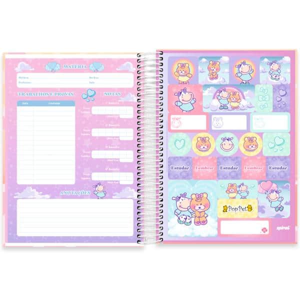 Caderno Universitário Capa Dura, 10 x 1, 160 Folhas, Pop Pet, 2638342, Spiral Pop - PT 1 UN