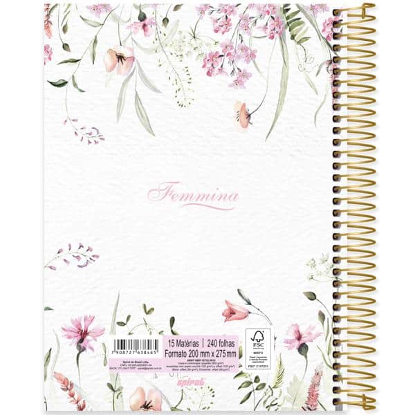 Caderno univ.capa dura 15x1 240fls Femmina 2638465 Spiral Fem PT 1 UN
