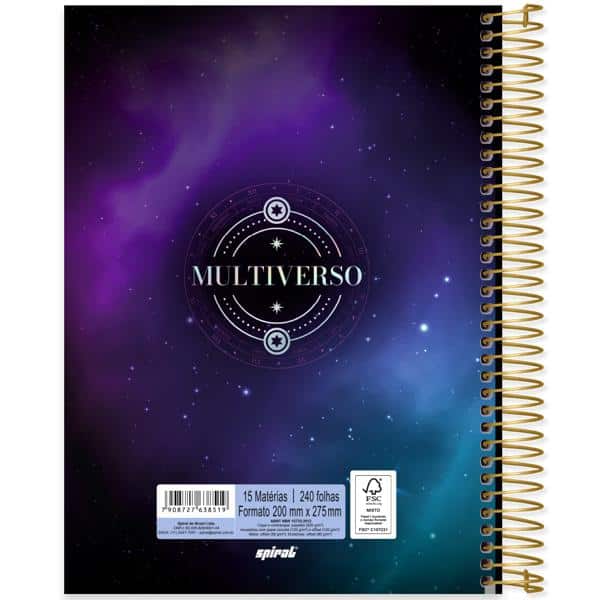Caderno univ.capa dura 15x1 240fls Multiverso 2638519 Spiral Mlt PT 1 UN