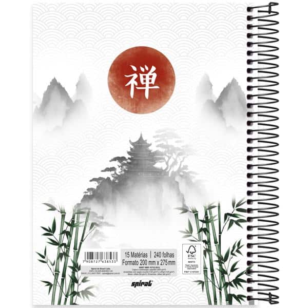 Caderno Universitário Capa Dura, 15 x 1, 240 Folhas, Zen, 2638533, Spiral Zen - PT 1 UN