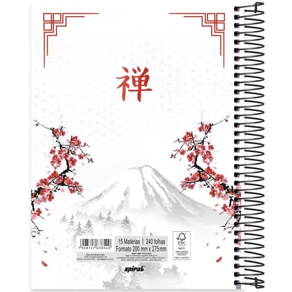 Caderno Universitário Capa Dura, 15 x 1, 240 Folhas, Zen, 2638540, Spiral Zen - PT 1 UN