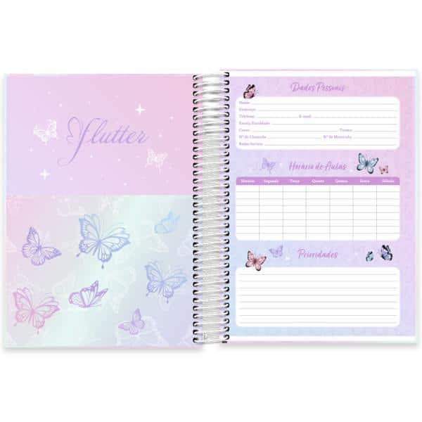 Caderno Universitário Capa Dura, 20 x 1, 240 Folhas, Flutter, 2638564, Spiral Flu - PT 1 UN