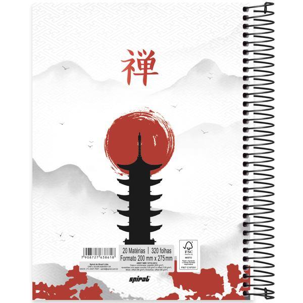 Caderno Universitário Capa Dura, 20 x 1, 320 Folhas, Zen, 2638618, Spiral Zen - PT 1 UN