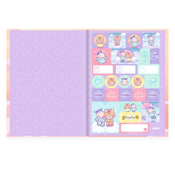 Caderno Universitário Capa Dura, Costurado, 80 folhas, Pop Pet, 2638670, Spiral Pop - PT 1 UN