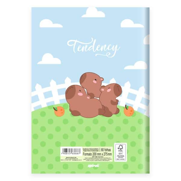 Caderno Universitário Capa Dura, Costurado, 80 folhas, Capivara, 2638687, Spiral Ten - PT 1 UN