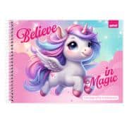 Caderno Cartografia e Desenho Capa Dura 48 Folhas, Fantasy Unicórnio, 2638724, Spiral Fan - PT 1 UN