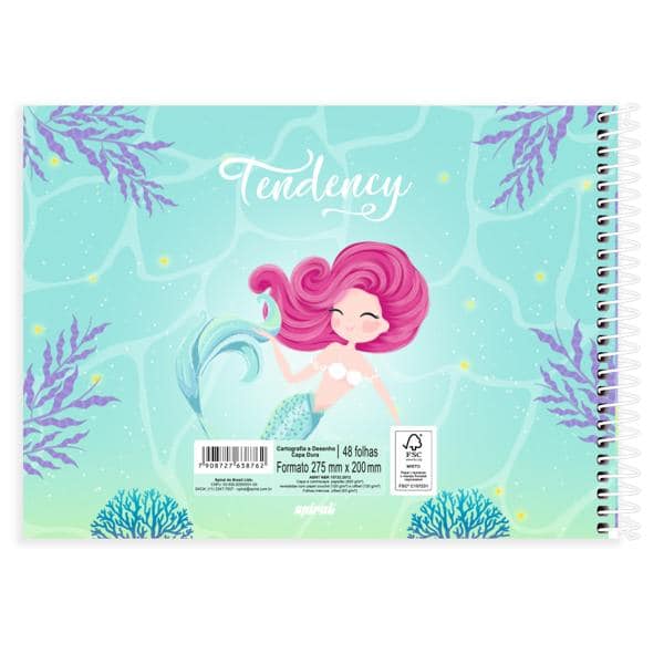 Caderno Cartografia e Desenho Capa Dura 48 Folhas, Sereia, 2638762, Spiral Ten - PT 1 UN Caderno Cartografia e Desenho Capa Dura 48 Folhas, Sereia, 2638762, Spiral Ten - PT 1 UN