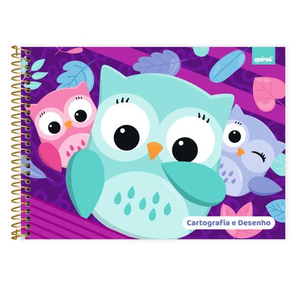 Caderno cartografia capa dura 80 folhas, Corujinhas, 2638786, Spiral Cor - PT 1 UN