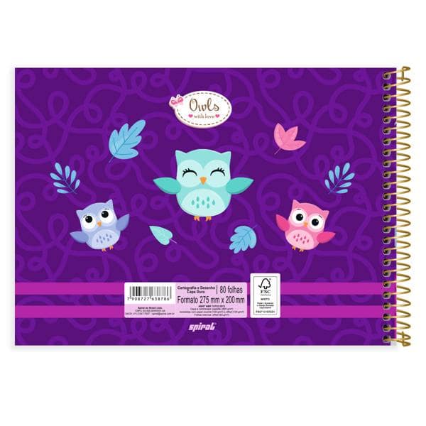 Caderno cartografia capa dura 80 folhas, Corujinhas, 2638786, Spiral Cor - PT 1 UN