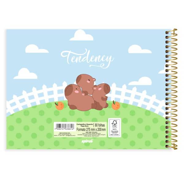 Caderno cartografia capa dura 80fls Capivara 2638816 Spiral Ten PT 1 UN