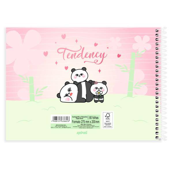 Caderno cartografia capa dura 80 folhas, Panda, 2638823, Spiral Ten - PT 1 UN