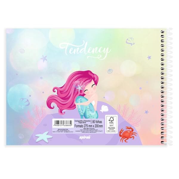 Caderno cartografia capa dura 80fls Sereia 2638830 Spiral Ten PT 1 UN