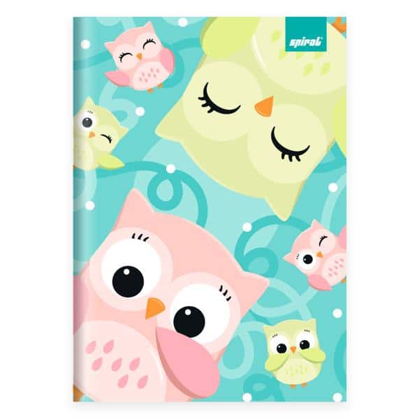 Caderno 1/4 , Capa dura, costurado, 80 folhas, Corujinhas, 2638847, Spiral Cor - PT 1 UN Caderno 1/4 , Capa dura, costurado, 80 folhas, Corujinhas, 2638847, Spiral Cor - PT 1 UN