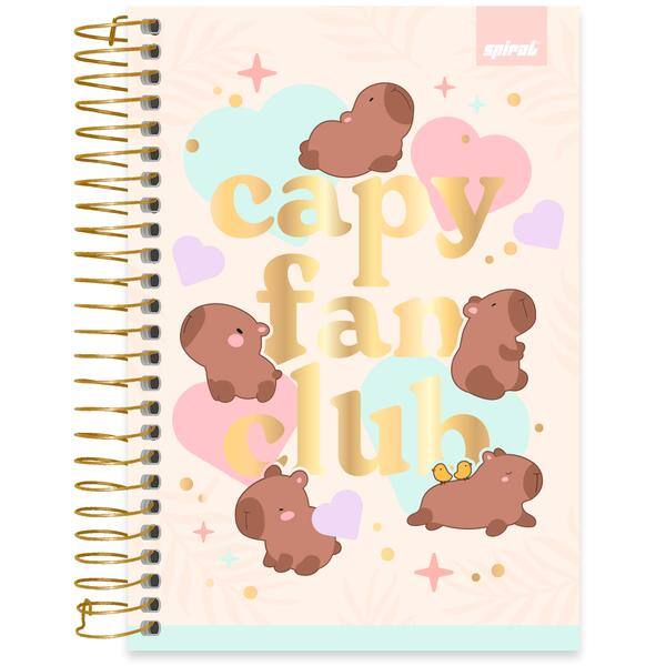 Caderno 1/4 Capa Dura, Espiral, 160 folhas, Tendency Capivara, 2638977, Spiral Ten - PT 1 UN