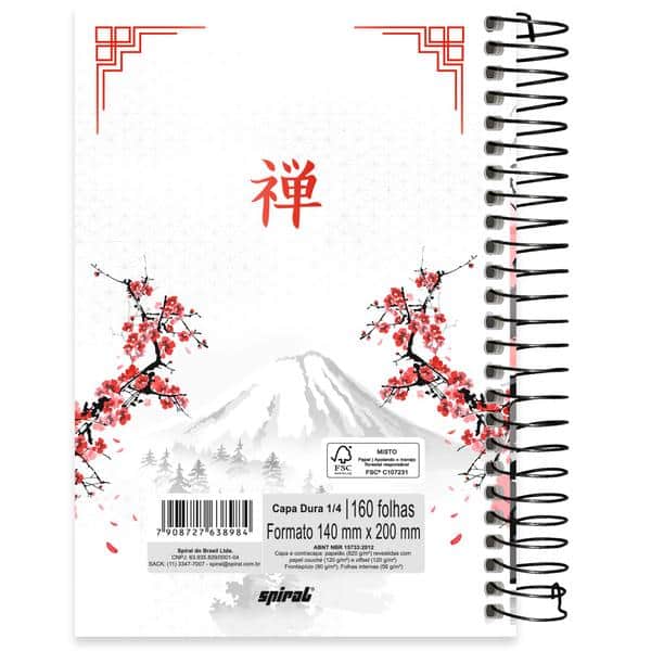 Caderno 1/4, Capa dura, Espiral, 160 folhas, Zen, 2638984, Spiral Zen - PT 1 UN