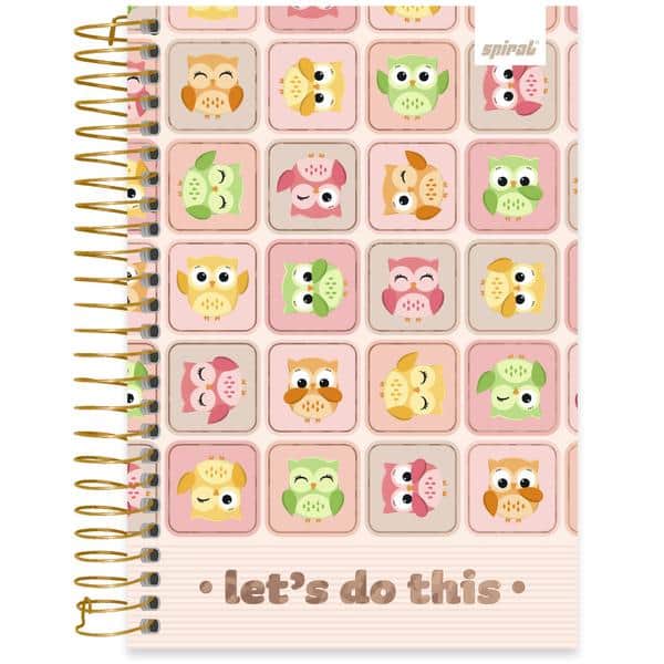 Caderno 1/4 espiral capa dura 80fls Corujinha 2638908 Spiral Cor PT 1 UN