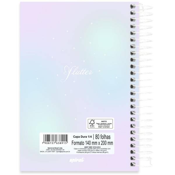 Caderno 1/4, Capa dura, Espiral, 80 folhas, Flutter, 2638915, Spiral Flu - PT 1 UN