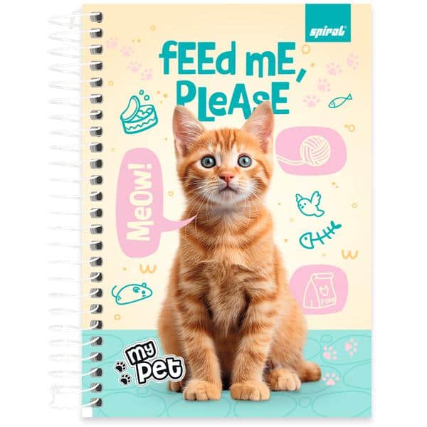 Caderno 1/4 Capa Dura, Espiral, 80 folhas, My Pet, 2638922, Spiral Pet - PT 1 UN