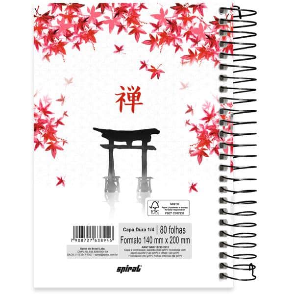 Caderno 1/4 Capa Dura, Espiral, 80 folhas, Zen, 2638946, Spiral Zen - PT 1 UN Caderno 1/4 Capa Dura, Espiral, 80 folhas, Zen, 2638946, Spiral Zen - PT 1 UN