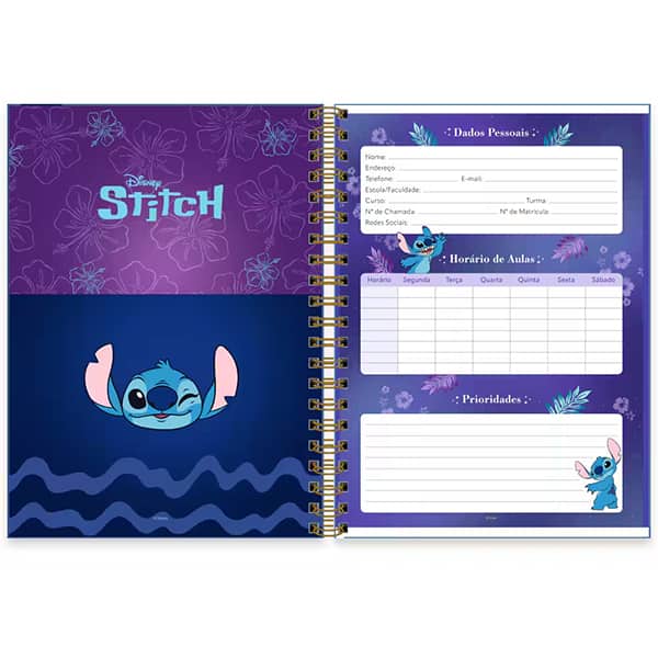 Caderno Universitário Disney Stitch Capa Premium com Flocagem, 1 x 1, 80 folhas, 2638144, Spiral Ds - PT 1 UN Caderno Universitário Disney Stitch Capa Premium com Flocagem, 1 x 1, 80 folhas, 2638144, Spiral Ds - PT 1 UN