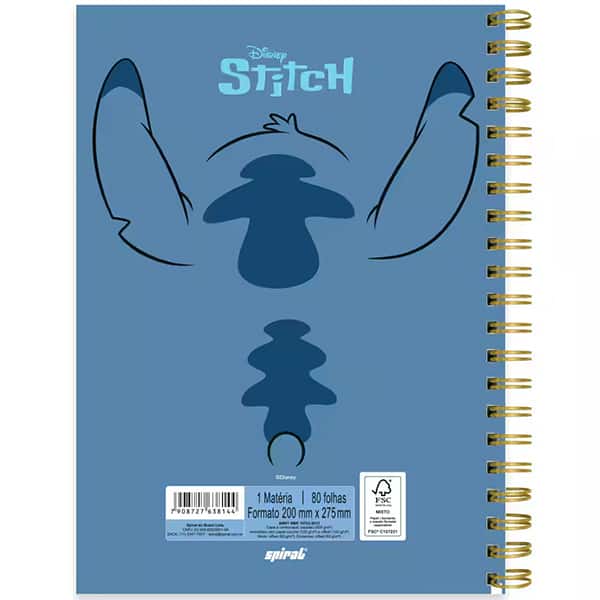 Caderno Universitário Disney Stitch Capa Premium com Flocagem, 1 x 1, 80 folhas, 2638144, Spiral Ds - PT 1 UN Caderno Universitário Disney Stitch Capa Premium com Flocagem, 1 x 1, 80 folhas, 2638144, Spiral Ds - PT 1 UN