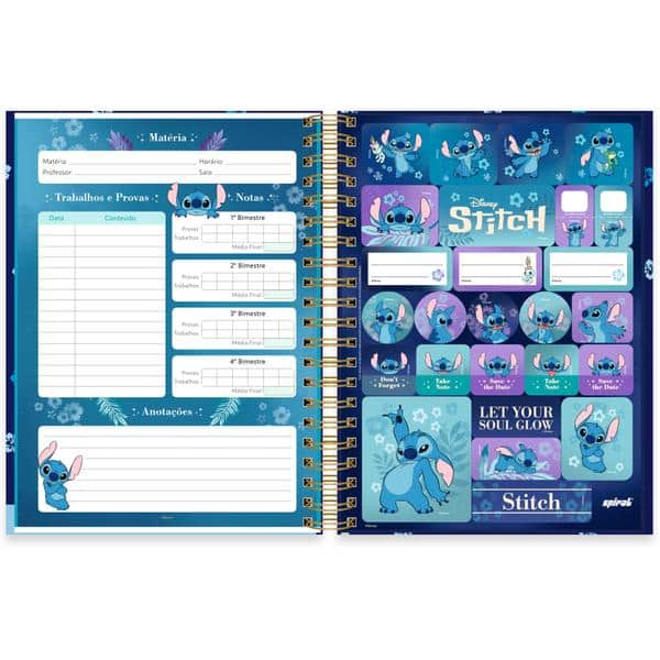 Caderno Universitário Capa Dura Premium, 10 x 1, 150 folhas, Stitch, 2638441, Spiral Ds - PT 1 UN Caderno Universitário Capa Dura Premium, 10 x 1, 150 folhas, Stitch, 2638441, Spiral Ds - PT 1 UN