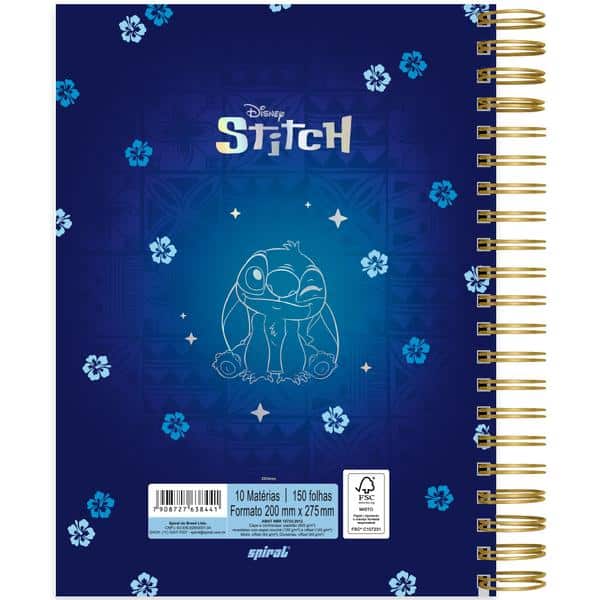 Caderno Universitário Capa Dura Premium, 10 x 1, 150 folhas, Stitch, 2638441, Spiral Ds - PT 1 UN Caderno Universitário Capa Dura Premium, 10 x 1, 150 folhas, Stitch, 2638441, Spiral Ds - PT 1 UN