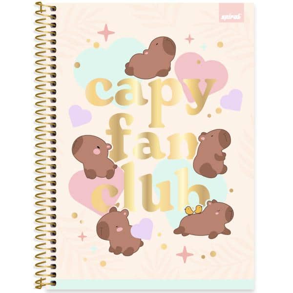 Caderno Universitário Capa Dura, 1 x 1, 80 Folhas, Capivara, 2644305, Spiral Ten - PT 1 UN
